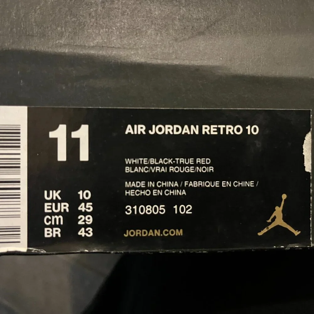 🔥🏀 Jordan 10 Retro – White / Black / Red – Men’s Size 11 – Used – Original Box - Picture 5 of 5
